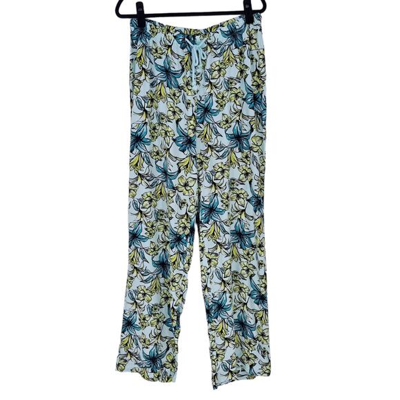 Beach Riot Blue Lagoon Tropical Flower Wide Leg Beach Pants Women's Size L Large - Picture 1 of 5